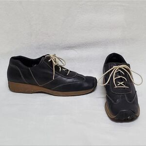 Anne klein 2 black leather lace-up oxford sneakers 10